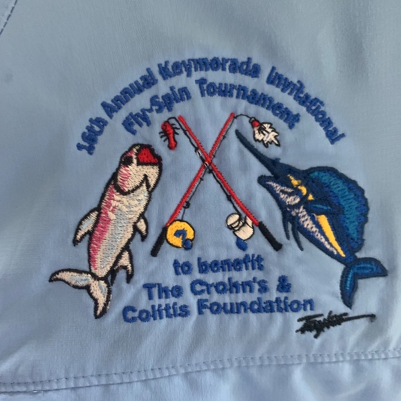 Columbia embroidery fishing shirt blue,  size L - Picture 4 of 7